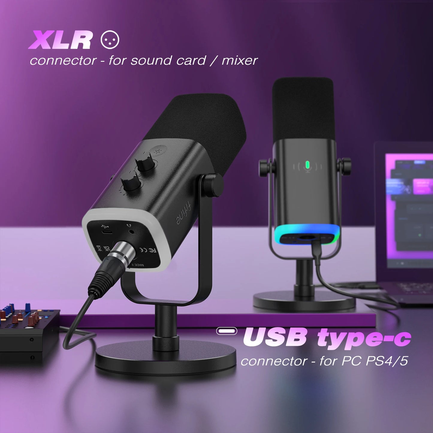 FIFINE USB/XLR Dynamic Microphone with Touch Mute Button