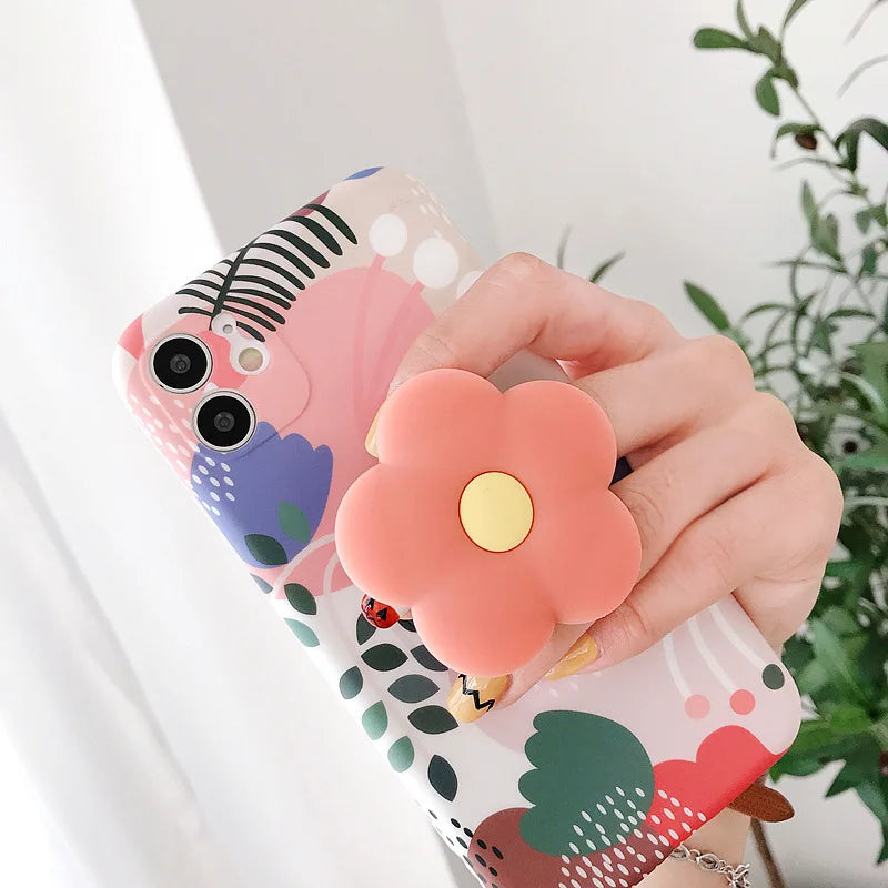 Ins Cute Colorful Flowers Foldable Mobile Phone Stand Holder